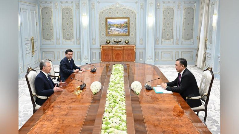 'Shavkat Mirziyoev Turkiy davlatlar tashkiloti bosh kotibi Kubanichbek Omuralievni qabul qildi'ning rasmi
