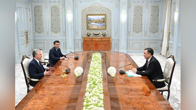 'Shavkat Mirziyoev Turkiy davlatlar tashkiloti bosh kotibi Kubanichbek Omuralievni qabul qildi'ning rasmi