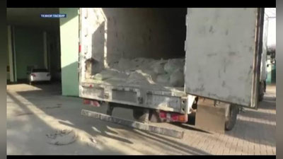 Изрображение 'Почти 10 кг опия нашли среди мешков с цементом в грузовике в Хорезме (видео)'