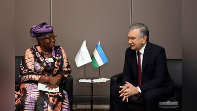 'Шавкат Мирзиёев ЖСТ бош директори Нгози Оконжо-Ивеала билан учрашув ўтказди'ning rasmi