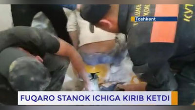 Изрображение 'ВИДЕО: ТАШКЕНТСКИЕ СПАСАТЕЛИ ВЫЗВОЛИЛИ ПАРНЯ, ПОПАВШЕГО В СТАНОК'