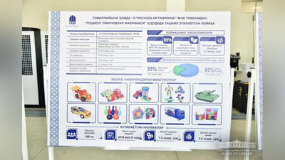 Изрображение 'ШАВКАТ МИРЗИЁЕВ ОЗНАКОМИЛСЯ С ПРОЕКТАМИ НА ТАШКЕНТСКОЙ ФАБРИКЕ ИГРУШЕК'