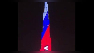 'Dunyodagi eng katta minora – “Burj-Halif” Rossiya bayrog`i tusiga burkandi (Video)'ning rasmi