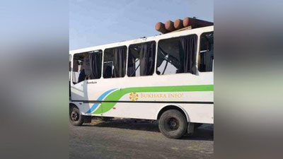 'Buxoro-Qorovulbozor magistral yo`lida 26 nafar yo`lovchisi bo`lgan avtobusning gaz balloni portlab ketdi 'ning rasmi