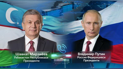 'Shavkat Mirziyoev Rossiyaga bo`ladigan davlat tashrifi yuzasidan Putin bilan gaplashdi'ning rasmi