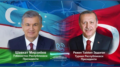 'Shavkat Mirziyoev  Rejep Tayyip Erdog`an bilan muloqot qildi'ning rasmi