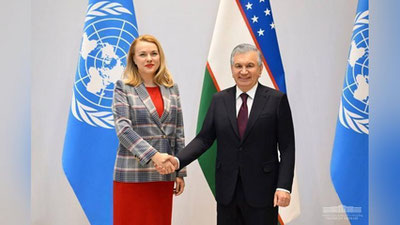 Изрображение 'Шавкат Мирзиёев принял заместителя Генерального секретаря ООН Татьяну Молчан'