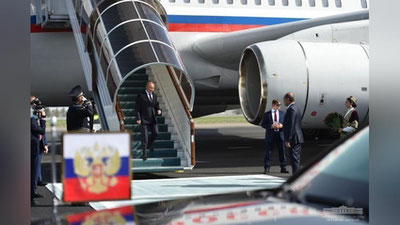 Изрображение 'Президент России Владимир Путин прибыл в Самарканд (видео)'