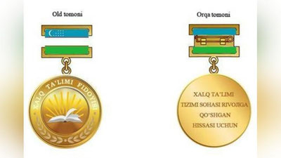 '"Xalq ta`limi fidoyisi" ko`krak nishoni ta`sis etildi'ning rasmi