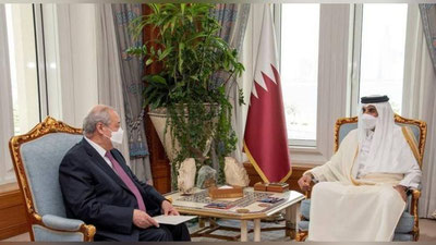 'Қатар Амири Шайх Тамим Ўзбекистоннинг Афғонистондаги тинчлик жараёнини қўллаб-қувватлаш борасидаги саъй-ҳаракатини юқори баҳолади'ning rasmi