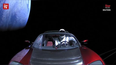 Изрображение 'АВТОМОБИЛЬ TESLA ROADSTER НА ОРБИТЕ ЗЕМЛИ (ВИДЕО)'