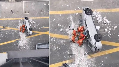 'Хитойда электромобиль учинчи қаватдан қулаб тушди'ning rasmi