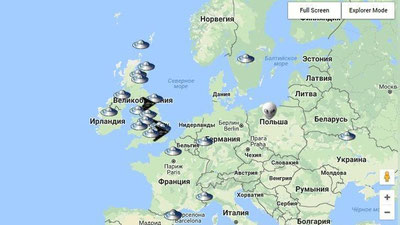 Изрображение '"ВИЗИТЫ" ИНОПЛАНЕТЯН ОТМЕТИЛИ НА КАРТЕ'