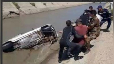 'Samarqandda anhorga avtomobil tushib ketdi. Haydovchisi suvga oqib ketgan'ning rasmi