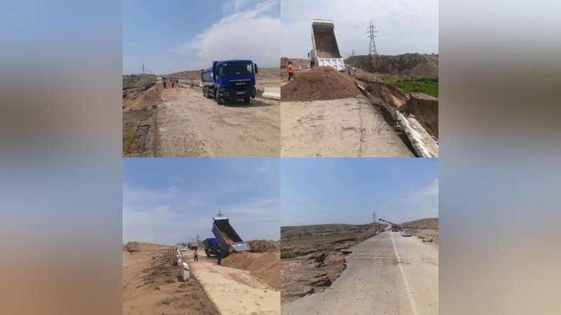 'Kecha Namaganda sodir bo`lgan suv toshqini Pop tumanidagi 15 kilometr yo`lni ko`chirib tashlagan'ning rasmi