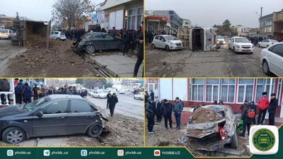 'Паркентда HOWO юк автомобили "Жентра" ва "Спарк" машиналари устига қулади'ning rasmi