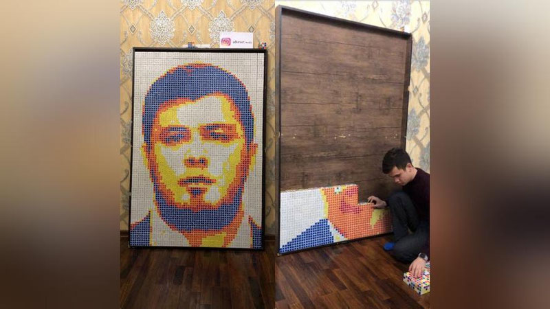 'Супер хотирага эга бўлиш учун нима қилиш керак? Ёхуд кубик-рубикдан портрет яратаётган истеъдод эгаси ҳақида'ning rasmi