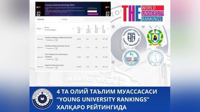 'Ўзбекистондаги 4 та ОТМ халқаро нуфузли рейтингга киритилди'ning rasmi