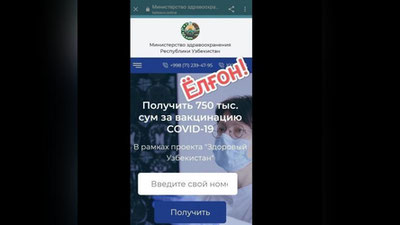 Изрображение 'Неизвестные создали фейковый сайт Минздрава для «раздачи денег» вакцинированным'