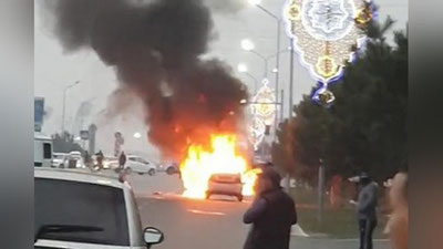 'Namanganda «Nexia» va «Spark» to`qnashib, yonib ketdi'ning rasmi