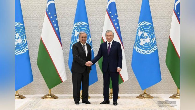 'Prezident Shavkat Mirziyoev BMT Bosh kotibi Antoniu Guterrish bilan uchrashdi'ning rasmi