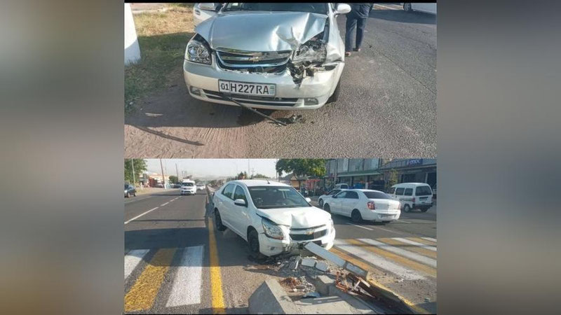 Изрображение 'В Алмалыке "Кобальт" врезался в "Ласетти", пропускавшую пешехода на переходе'