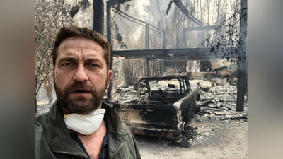 'Jerard Batler Kaliforniyadagi o`rmon yong`inlari tufayli uyi va avtomobilidan ayrildi 'ning rasmi