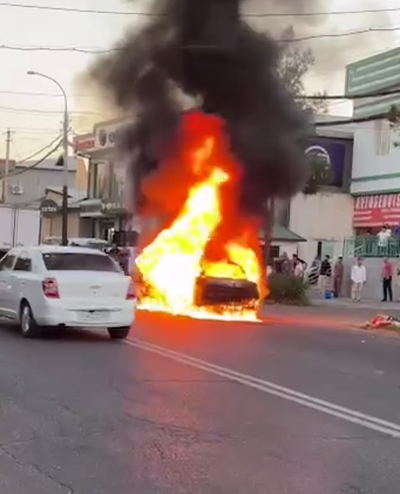 Изрображение 'В Ташкенте сгорел автомобиль (видео)'