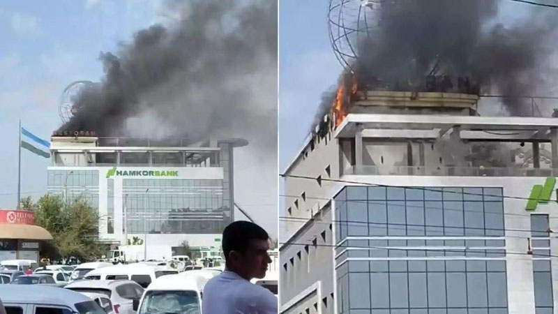 Image of 'A fire broke out at the "Hamkorbank" in Khorezm.'