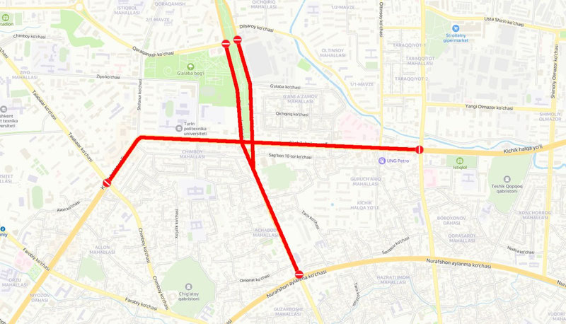 Image of 'Tomorrow, a number of roads will be closed in the Olmazor district of the capital.'