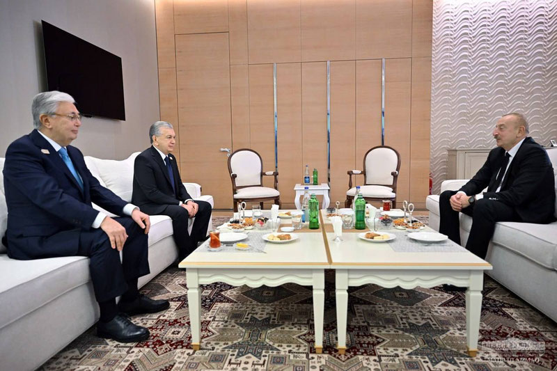 Image of 'The leaders of Uzbekistan, Azerbaijan, and Kazakhstan launched the "green" energy project.'