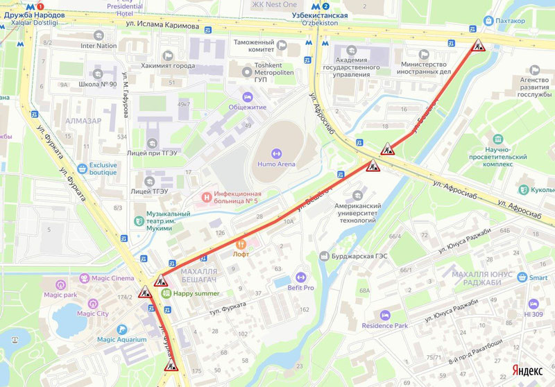 Изрображение 'Для прокладки кабеля частично закрывают улицу Бешагач в Ташкенте'