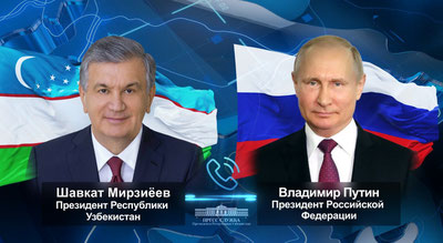 Изрображение 'Президенты Узбекистана и России переговорили по телефону'