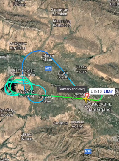Изрображение 'Самолет рейса Самарканд - Москва вернулся после вылета из-за неполадок в работе двигателя'