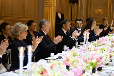 Image of 'A reception ceremony was held at the Élysée Palace in honor of the President of Uzbekistan.'