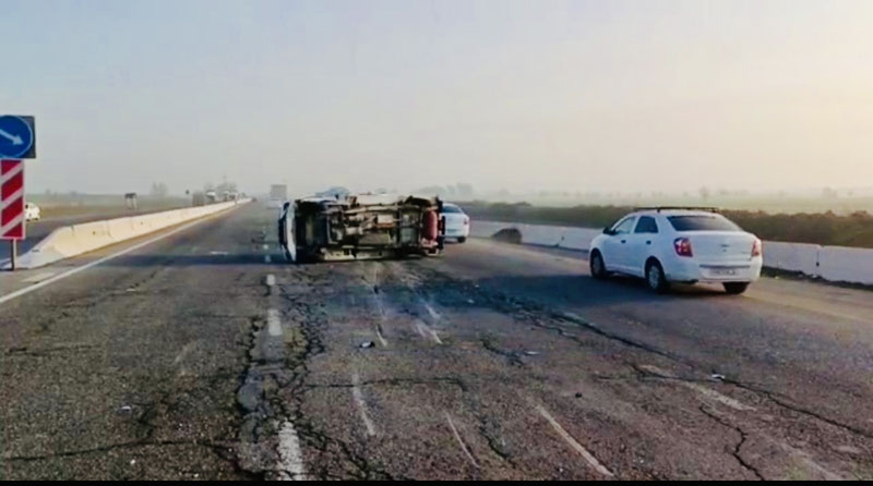 Image of 'In Jizzakh, the driver of a Matiz who fell asleep at the wheel was involved in a traffic accident and died.'