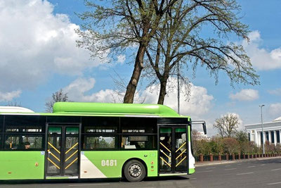 Image of 'In Tashkent, the bus lights were turned off, and passengers were demanded to pay the fare in cash.'