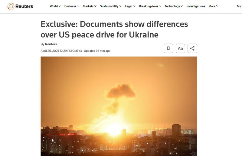 Изрображение 'Опубликован американский и украино-европейский проекты мирного соглашения'