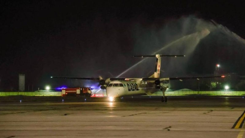 Image of 'Air service has commenced between the cities of Samarkand and Turkestan, ensuring attention is paid to the accuracy of the sentence and punctuation marks.'