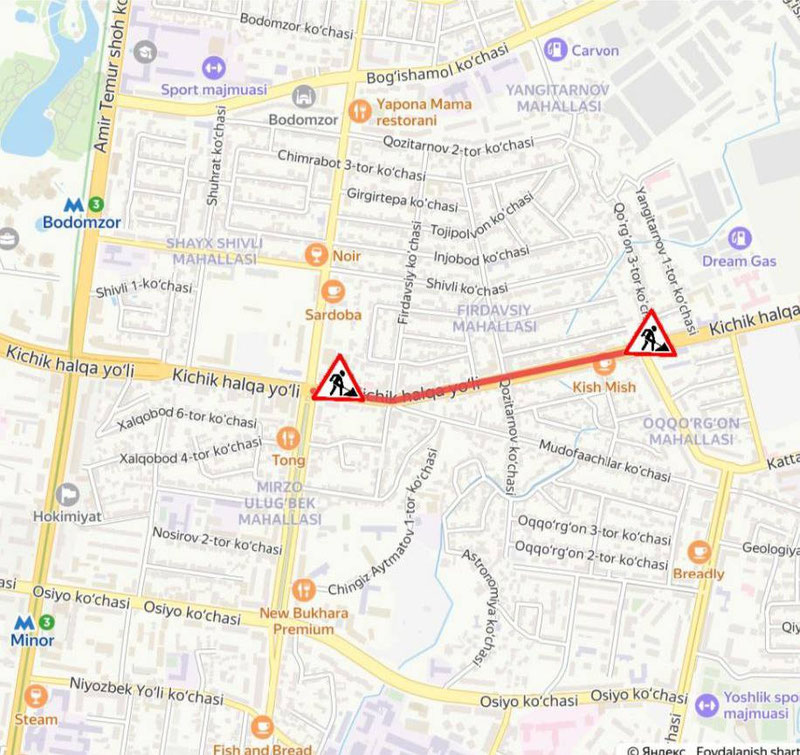 Image of 'One of the streets in Tashkent will be closed until May 21.'