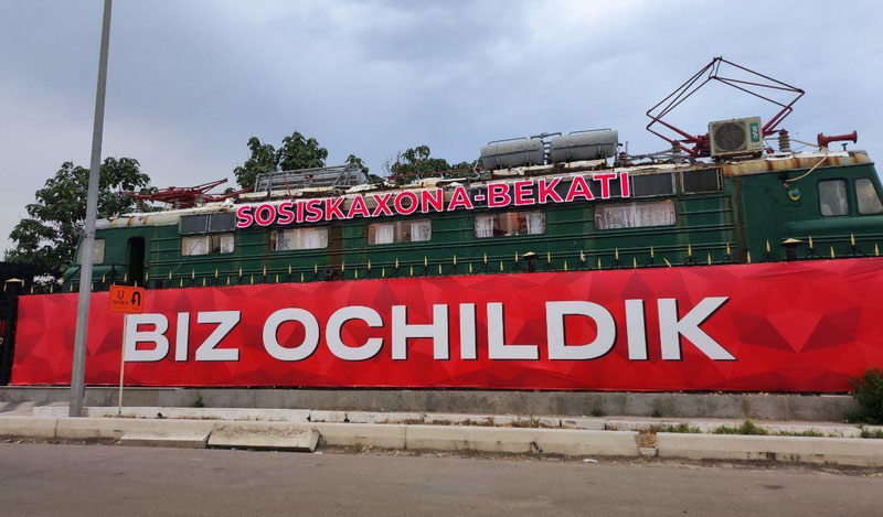 Image of 'The "Sausage House" cafe in Tashkent has come under criticism.'