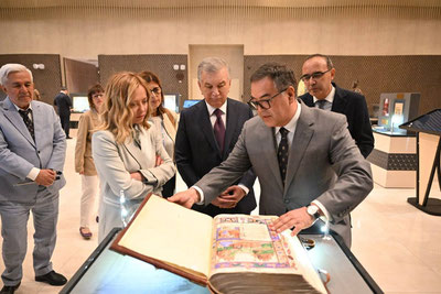 Image of 'Shavkat Mirziyoyev and the Prime Minister of Italy visited the exhibition "Uzbekistan and Italy: A Dialogue of Civilizations".'