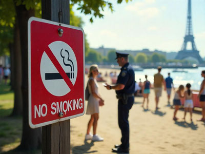 Image of 'Starting from July 1, smoking will be prohibited on beaches, in parks, and at bus stops in France.'