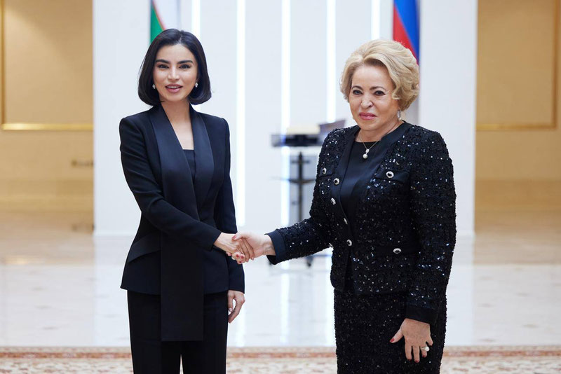 Image of 'What did Saida Mirziyoyeva discuss with the Chairperson of the Council of the Russian Federation?'