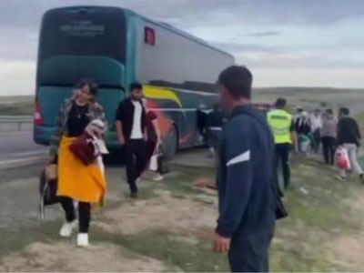 Изрображение 'В Казахстане загорелся автобус с пассажирами из Узбекистана'