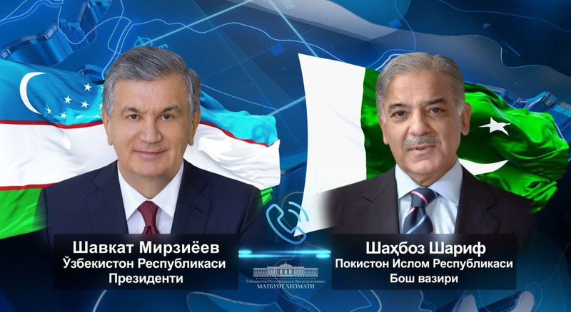 Image of 'Shavkat Mirziyoyev spoke with Shahbaz Sharif over the phone.'
