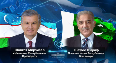 Image of 'Shavkat Mirziyoyev spoke with Shahbaz Sharif over the phone.'