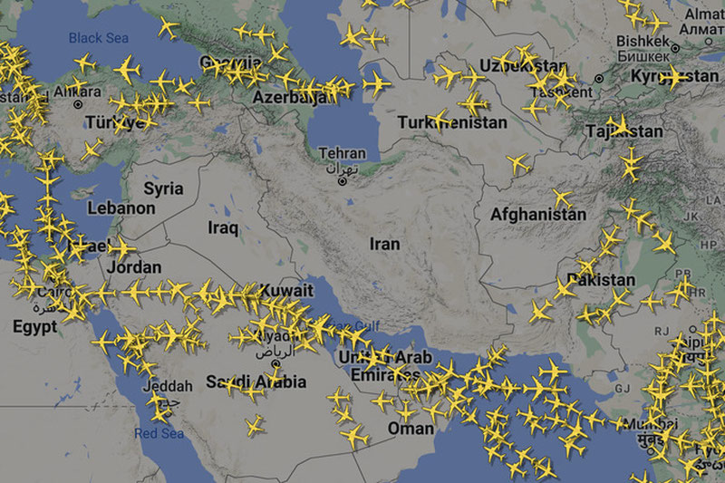 Image of 'Due to the closure of Iranian airspace, several flights were redirected to the aerodrome in Tashkent.'