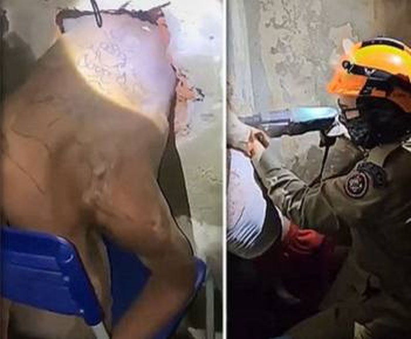'Braziliyalik erkak qamoqdan qochayotganda devorga tiqilib qoldi'ning rasmi