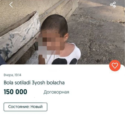 Изрображение 'Юный житель Ташкента разместил в сети объявление о продаже младшего брата'